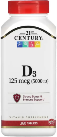 Витамин Д3 21st Century D3 125 mcg (5000 IU) 360 таб Киев