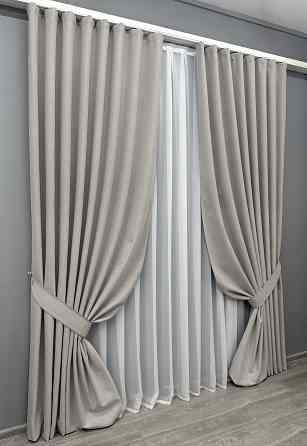 Комплект готовых штор VR-Textil Блэкаут двусторонний ASHEN NIGHT № 1847ш Тауп 200х270 см 2 шт (32-215) Київ