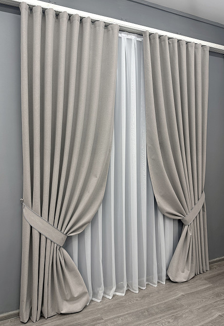 Комплект готовых штор VR-Textil Блэкаут двусторонний ASHEN NIGHT № 1847ш Тауп 200х270 см 2 шт (32-215) Київ - фото 3