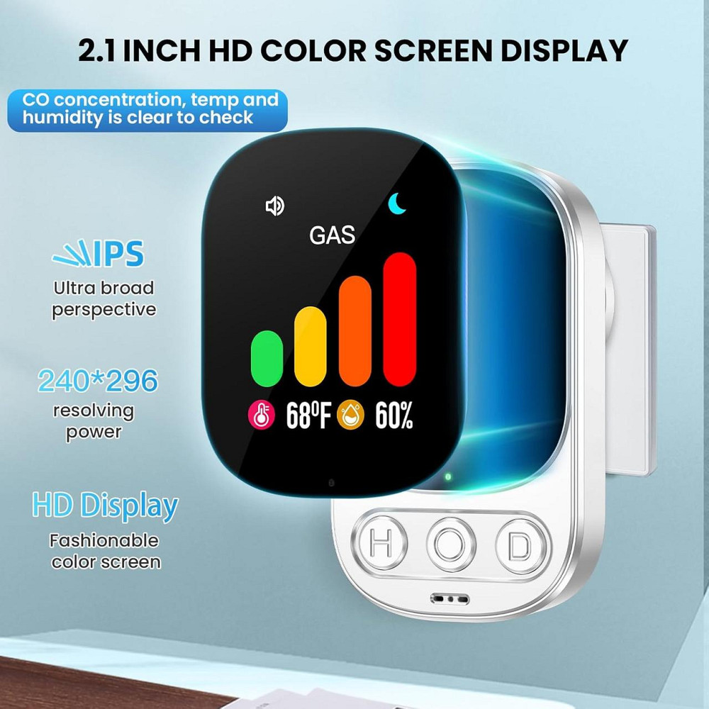 Детектор витоку газу LSENLTY з температурою і вологостю, сигналізатор витоку метану, пропану, газу LPG, LNG Київ - фото 5