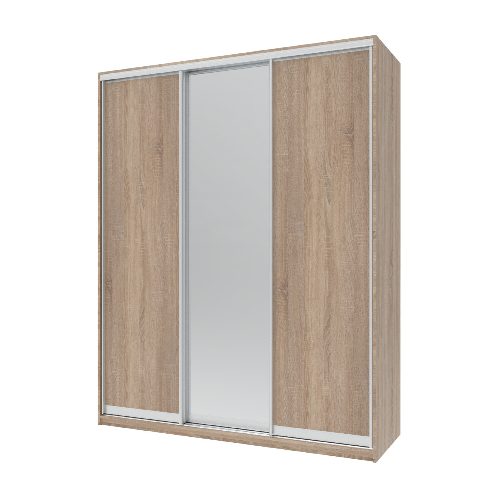 Шкаф-купе трехдверный Doros Сити Лайт 180х60х225 см Дуб сонома/1 Зеркало (DRS-011089) Львов - изображение 2