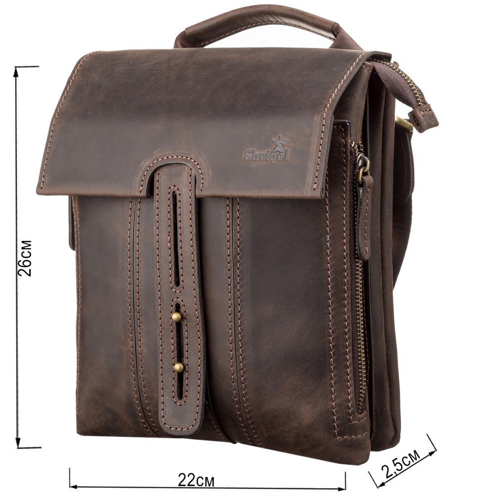 Сумка мужская кожаная Коричневая (SHVIGEL) Киев - изображение 14
