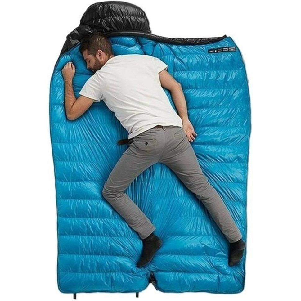 Спальний мішок із натуральним пухом Naturehike CW700 CNK2450WS048 Чорно-блакитний М Київ - фото 2