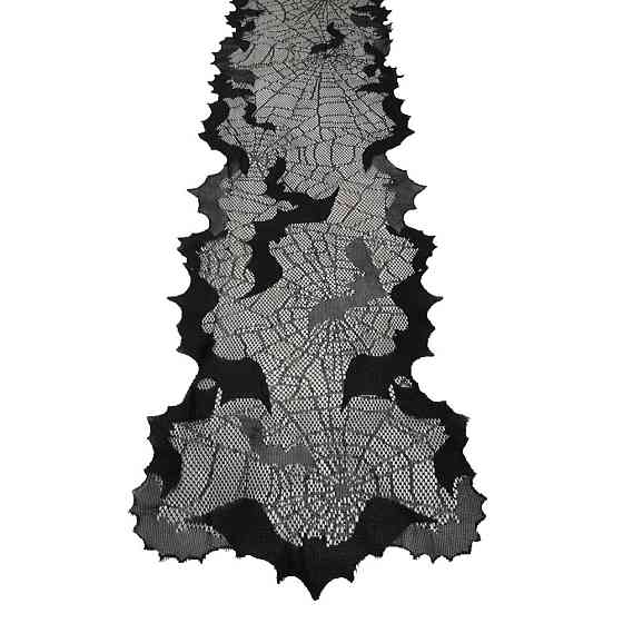 Скатерть на Хэллоуин дорожка Летучие Мыши 173 на 33 см черный Киев