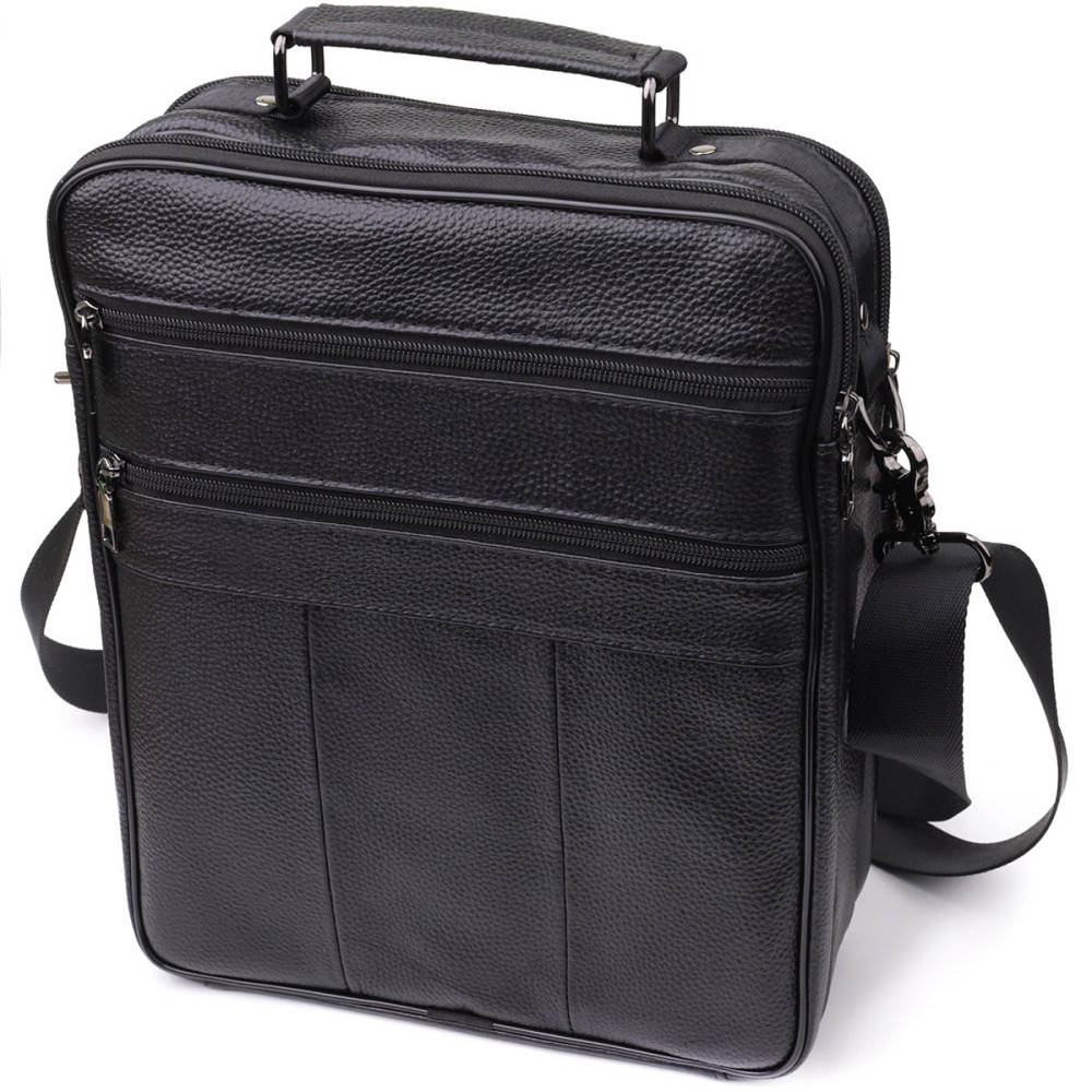 Вместительная мужская сумка с ручкой для переноса в руке из натуральной кожи Черный (Vintage) Киев - изображение 12