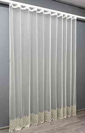 Тюль VR-Textil 1633т Грек-сетка с вышивкой и люрексом цвет Молочный с бежевым 300х270 см (42-0594) Киев