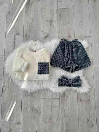 Женская уютная теплая пижама: кофта и шорты + повязка на голову из турецкой махры Одесса