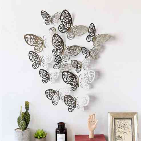 Декоративні метелики сріблясті - 12шт. в наборі, фольга Київ