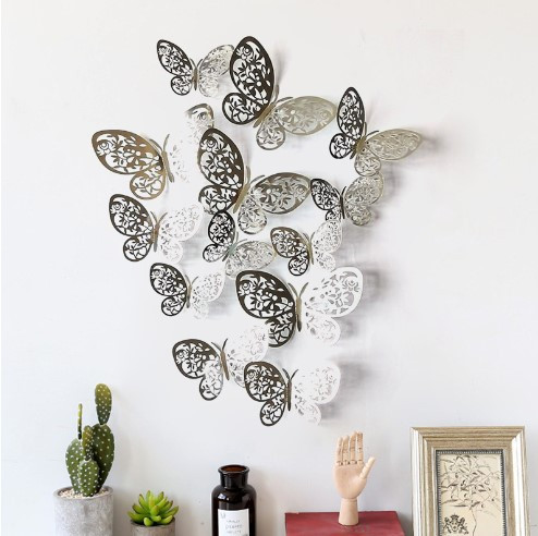 Декоративні метелики сріблясті - 12шт. в наборі, фольга Київ - фото 1