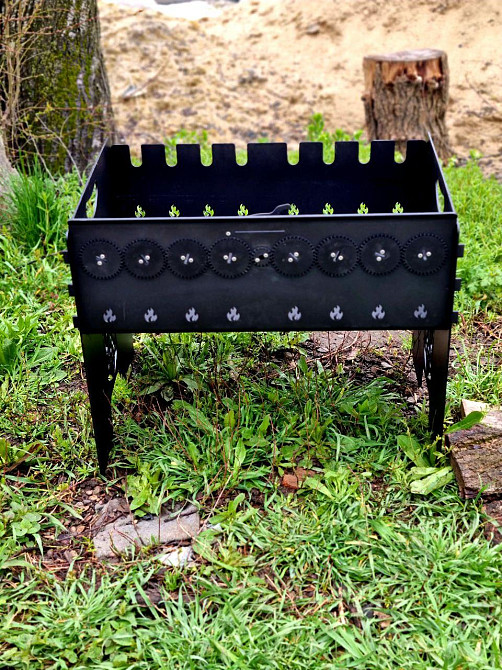 Мангал автоматический низкий разборный на 8 шампуров с автоматической шашлычницей Киев - изображение 2