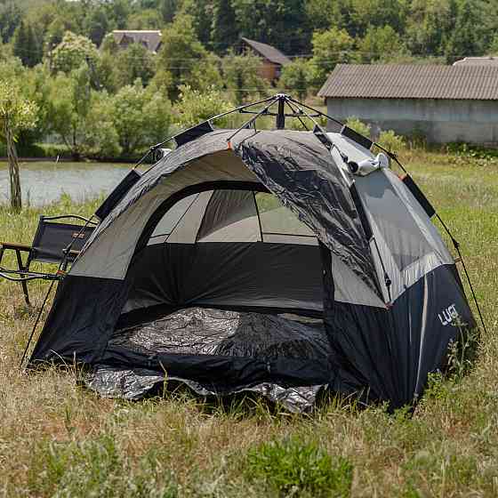 Намет автоматичний тримісний 2 на 2 (м) кемпінговий туристичний LU-016B Чорний Київ