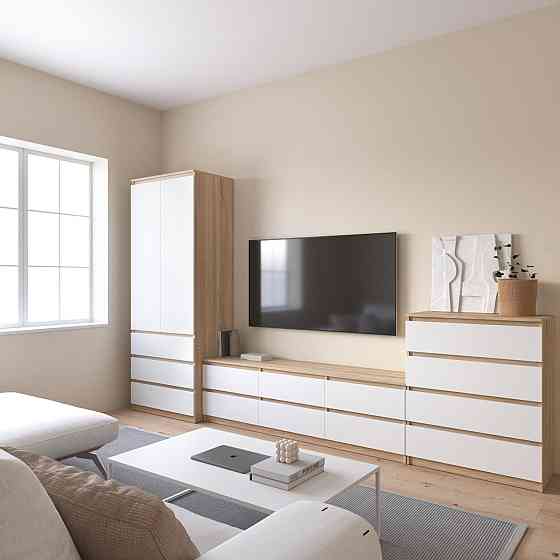 Комплект мебели в гостиную VAYS, шкаф R-9 тумба R-12 комод R-4 Дуб Сонома-Белый фасад Львов