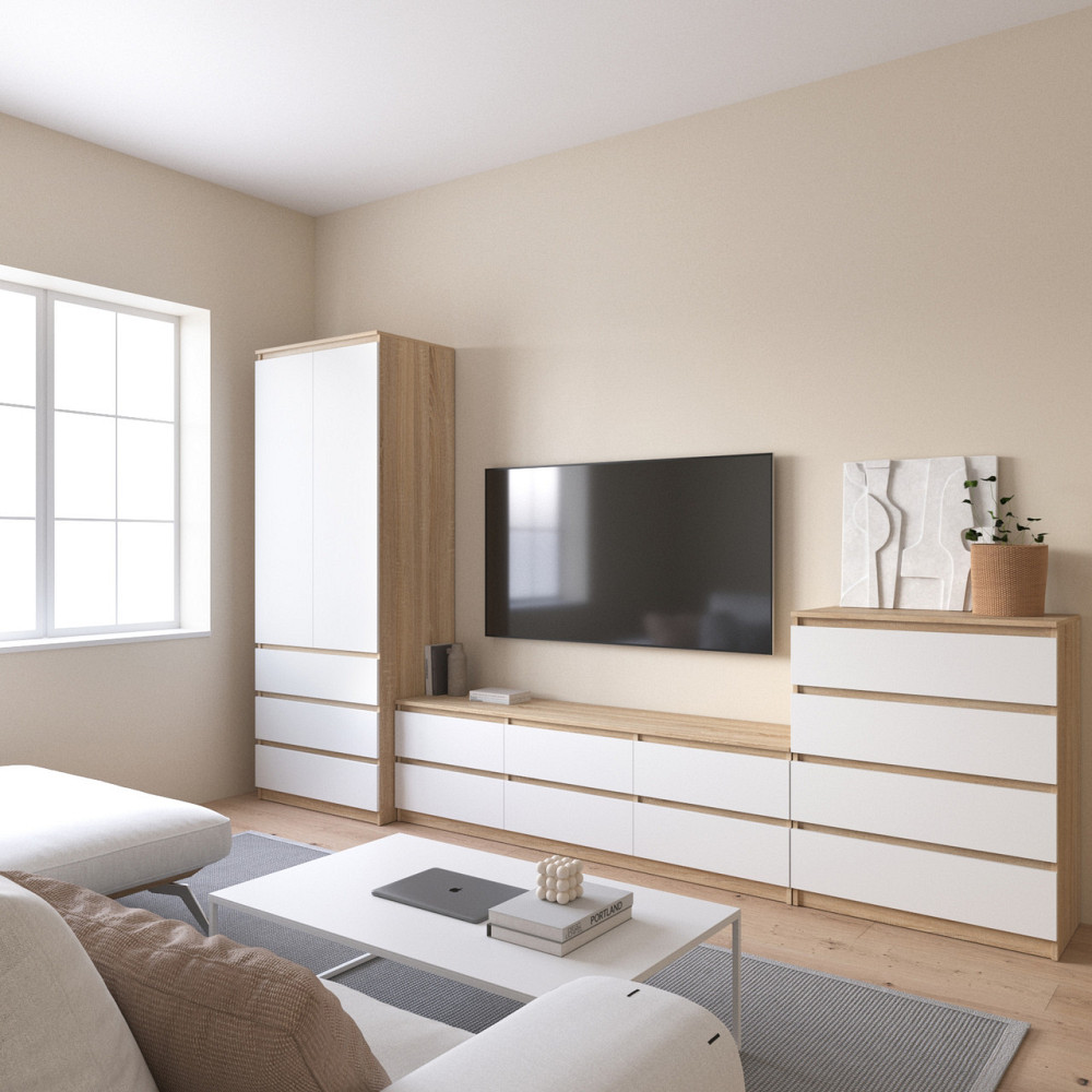 Комплект мебели в гостиную VAYS, шкаф R-9 тумба R-12 комод R-4 Дуб Сонома-Белый фасад Львов - изображение 1