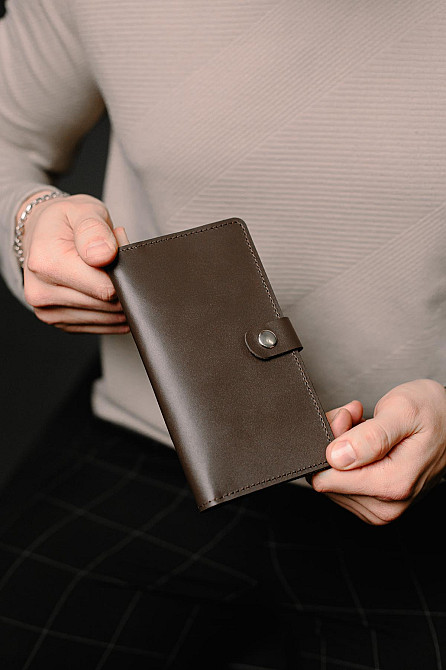 Мужское портмоне из натуральной гладкой кожи SR014 (Коричневый) Сумы - изображение 4