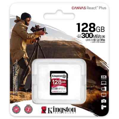 Карта памяти Kingston 128GB SDXC class 10 UHS-II U3 Canvas React Plus (SDR2/128GB) Винница