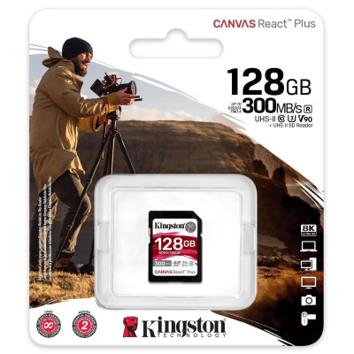 Карта памяти Kingston 128GB SDXC class 10 UHS-II U3 Canvas React Plus (SDR2/128GB) Винница - изображение 3