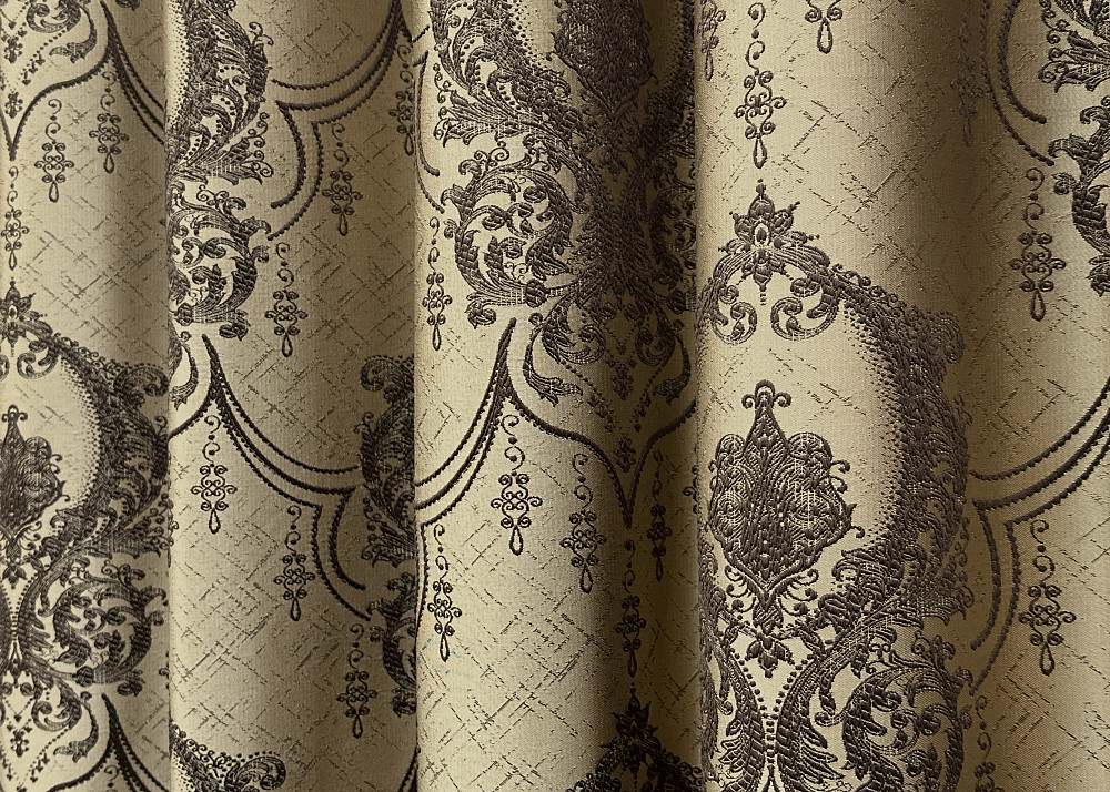 Комплект штор на люверсах VR-Textil Парча № 1775ш Бежевый с венге 155х270 см 2 шт (37-0259) Киев - изображение 8