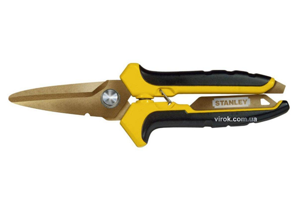 Ножиці універсальні STANLEY : L= 200 x 60 мм, титанове покриття, ручка = пластик + резина Одеса - фото 1