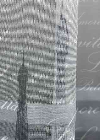 Тюль VR-Textil 1750т с принтом Париж Синий с белым 300х270 см (42-0785) Киев