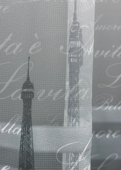 Тюль VR-Textil 1750т с принтом Париж Синий с белым 300х270 см (42-0785) Киев - изображение 6