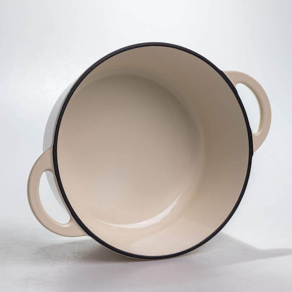 Каструля чавунна 2.5 л емальована з кришкою посуд для тушкування запікання томління кухонна Біла HP-1-14-WHITE Коломыя - изображение 4