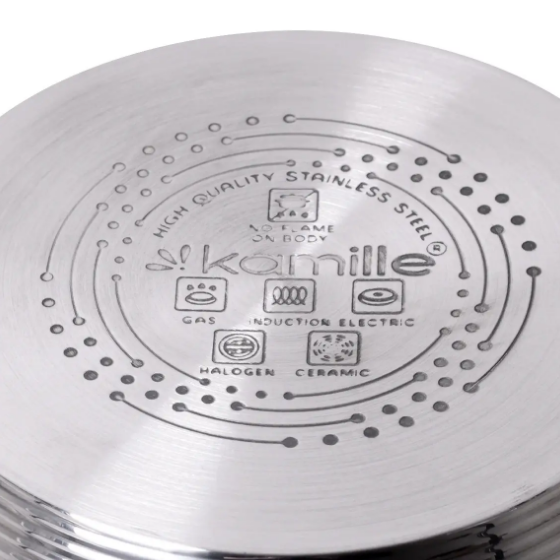 Набір каструль 8 предметів (ківш 1,8/каструлі 2,3/3,8/5,8л) нержавіюча сталь 5632S KAMILLE Житомир - фото 4