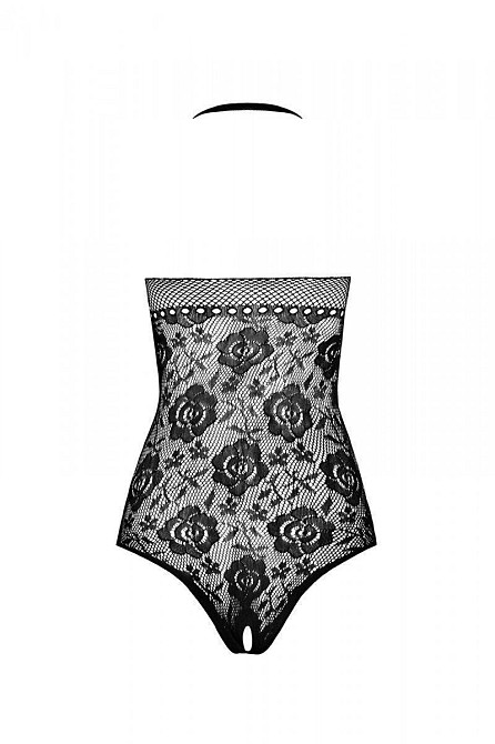 Бодістокінг з імітацією корсетної шнурівки Passion BS094 One Size, black, квітковий візерунок, з дос Sex Aura Київ - фото 5