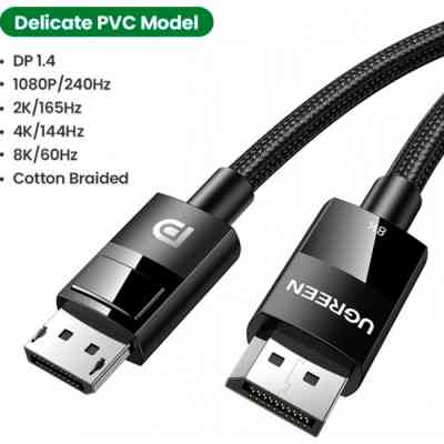 Кабель мультимедійний DisplayPort M to DisplayPort M 1.5m V1.4 braided DP114 black Ugreen (80391) Вінниця