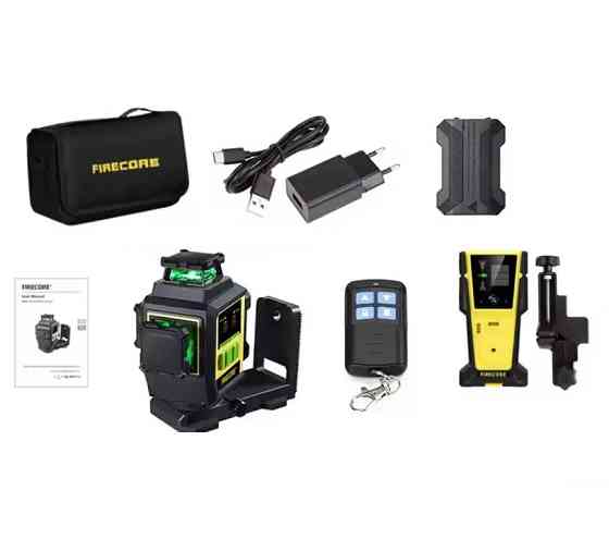 Лазерний рівень нівелір Firecore F95T-XG 3000 мА 3D (12 ліній) 360 з лазерним приймачем Київ