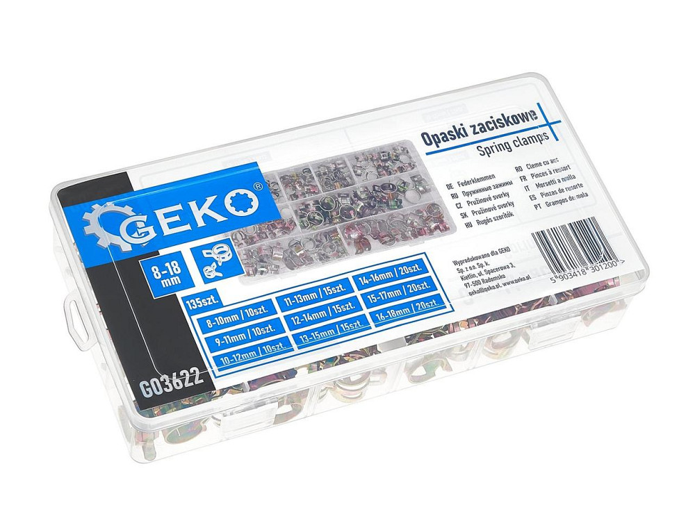 РемНабір затискачів пружинних сталевих "GeKo" комплект:  9 розмірів -   135 штук Стрый - изображение 6