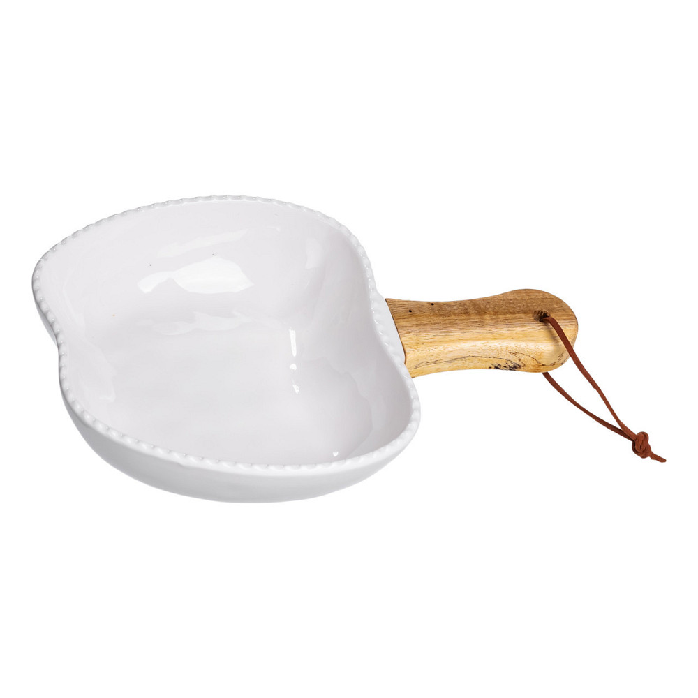 Тарілка порцелянова глибока з ручкою Яблуко 23×16×4 (см) блюдо сервірувальне з ручкою для подачі тарілка сковорода Білий ZJH-15-5 Київ - фото 1