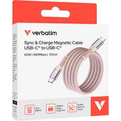 Дата кабель USB-C to USB-C 1.2m Magnetic 60W pink Verbatim (31853) Винница