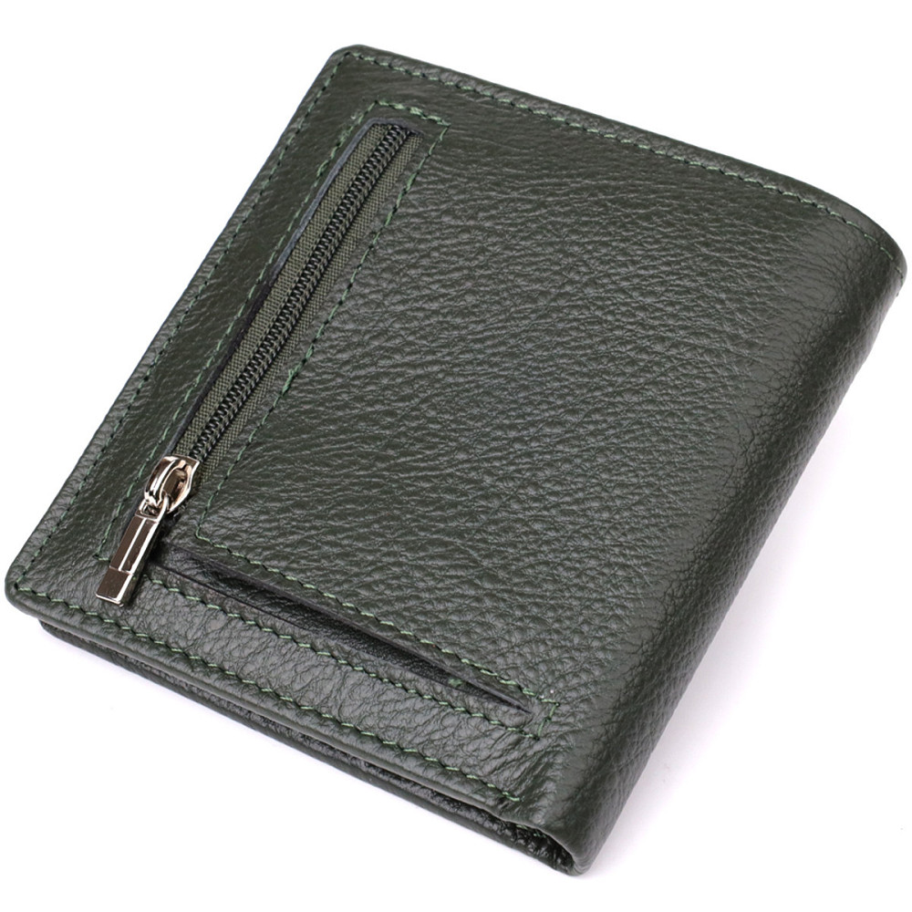 Жіночий гаманець на магніті з натуральної шкіри ST Leather 23093 Зелений Київ - фото 9