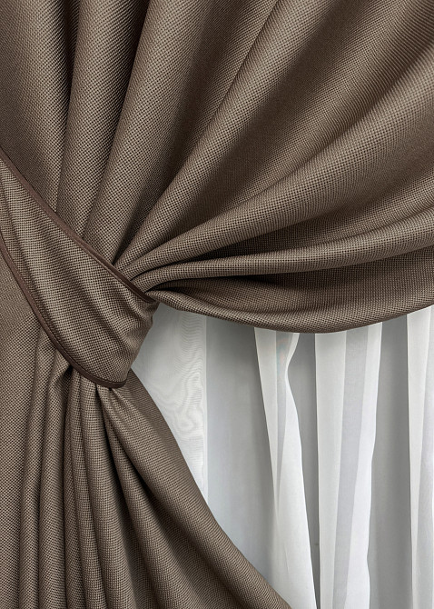 Комплект готовых штор на люверсах VR-Textil Рогожка TERRA LUXE № 1860ш Какао 150х270 см 2 шт (37-0312) Киев - изображение 5