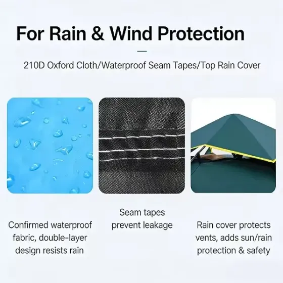 Автоматическая 3х местная палатка с навесом 210х150х125 / Палатка туристическая , кемпинговая , трехсезонная Коломыя