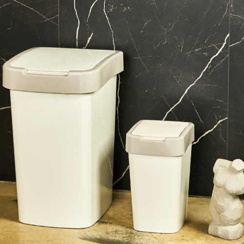 Відро для сміття 18л пластик біла троянда/какао Євро Алеана Житомир - фото 2