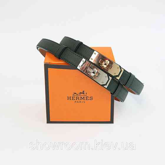 Жіночий ремінь шкіряний Hermes Гермес (280-2) зелений Київ