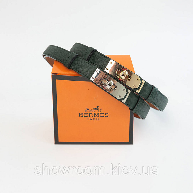 Жіночий ремінь шкіряний Hermes Гермес (280-2) зелений Київ - фото 4