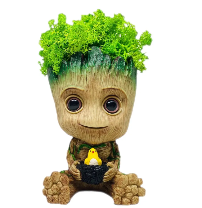 Горщик Грут Groot G9 Малюк з птенцем + стабілізований мох (Зелений) Вінниця - фото 12