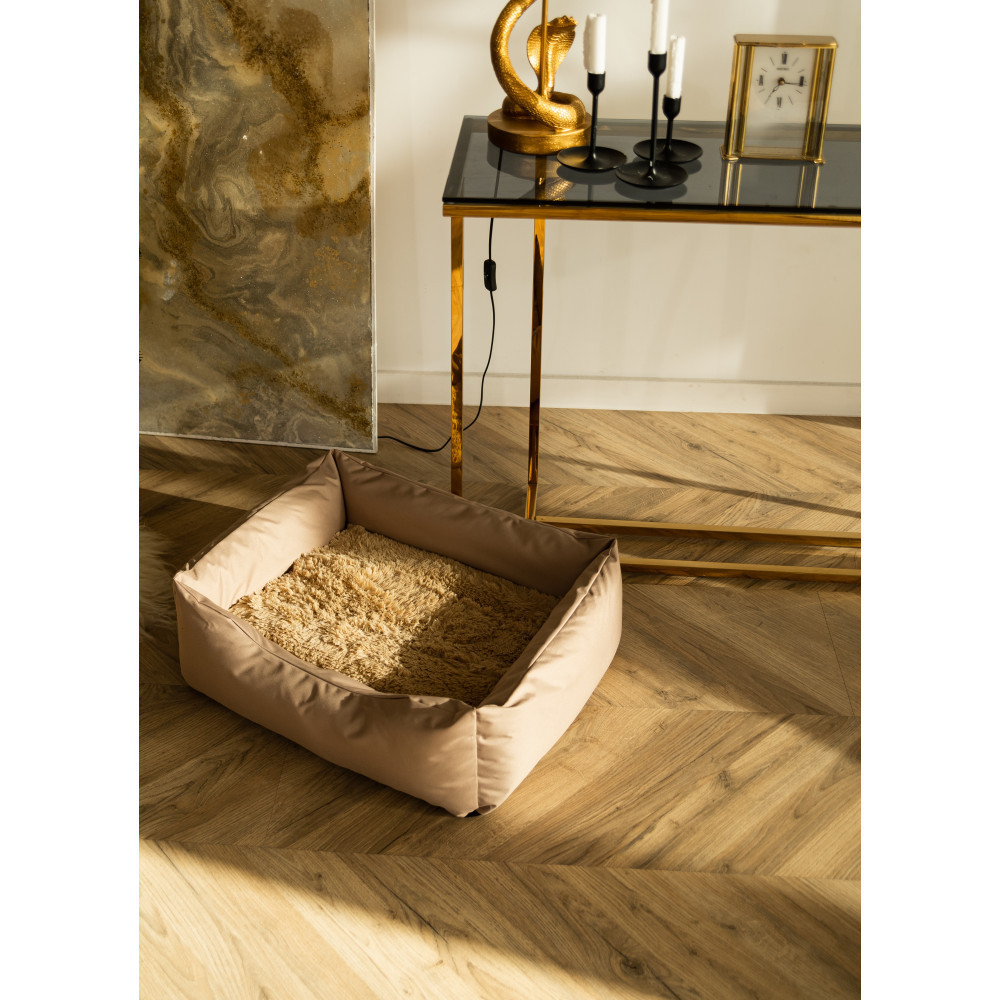 Водоотталкивающий лежак со съемным чехлом и двухсторонней меховой подушкой Incor Бежевый 10041 M (60/50/18) Киев - изображение 3