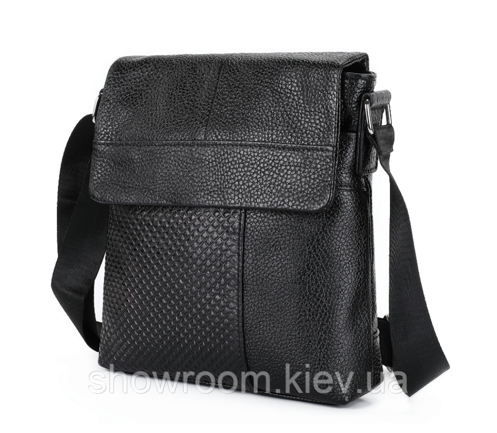 Чоловічі сумки месенджер Leather Collection (5067) шкіряна чорна Київ - фото 1