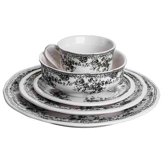 Yiwu Столовий набір посуду 32 предмети на 6 осіб Vintage Elegant порцеляновий Чорний YY78-7A Коломия