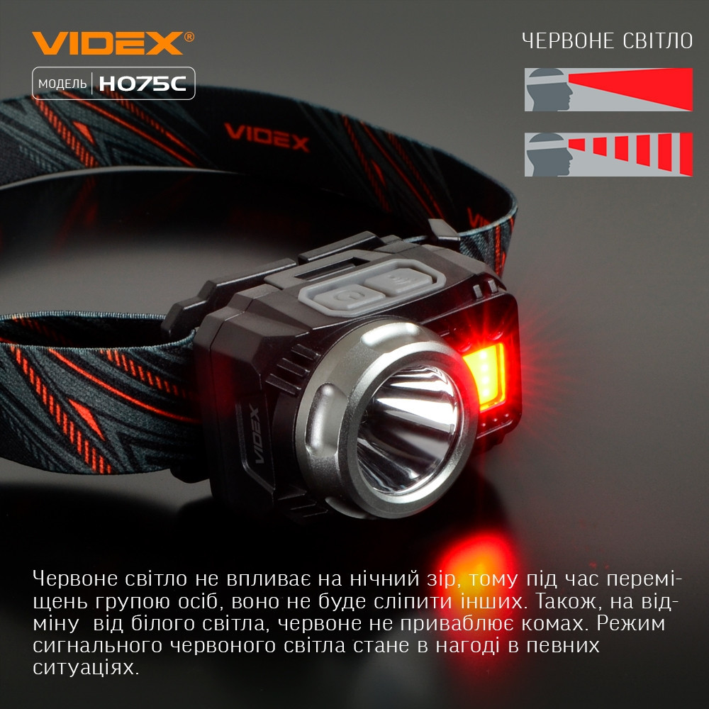 Ліхтарик LED налобний 500Lm 5000К 3*AAA чорний VLF-H075C Videx Житомир - фото 9