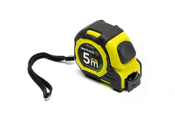 WERTVOLL Рулетка WERTVOLL 5 м×25 мм дві кнопки AUTOSTOP покриття TPR нейлонове покриття протико Київ