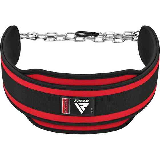 Пояс для обтяжень із цепом RDX PRO DIPPING BELT 2 LAYER неопреновий Red Кам'янське