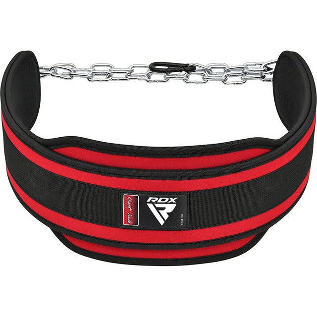 Пояс для обтяжень із цепом RDX PRO DIPPING BELT 2 LAYER неопреновий Red Кам'янське - фото 1