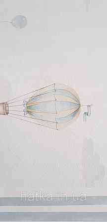 Шпалери флізелінові еко Rasch Kids World II 0.53х10 дитячі повітряні кулі хмари блакитні коричневі на білому Київ