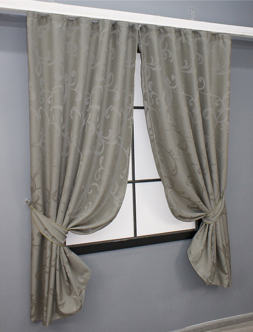 Комплект коротких штор VR-Textil Жакард Allure № 1617ш Тауп 130х170 см 2 шт (35-0271) Киев - изображение 2