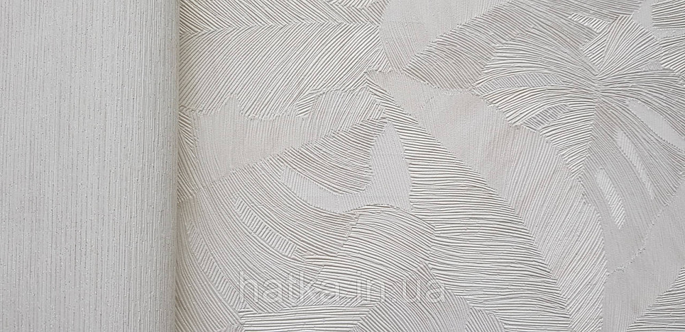 Шпалери вінілові на флізеліні Grandeco Time метрове листя монстери структурні золотисті пісочні Київ - фото 2