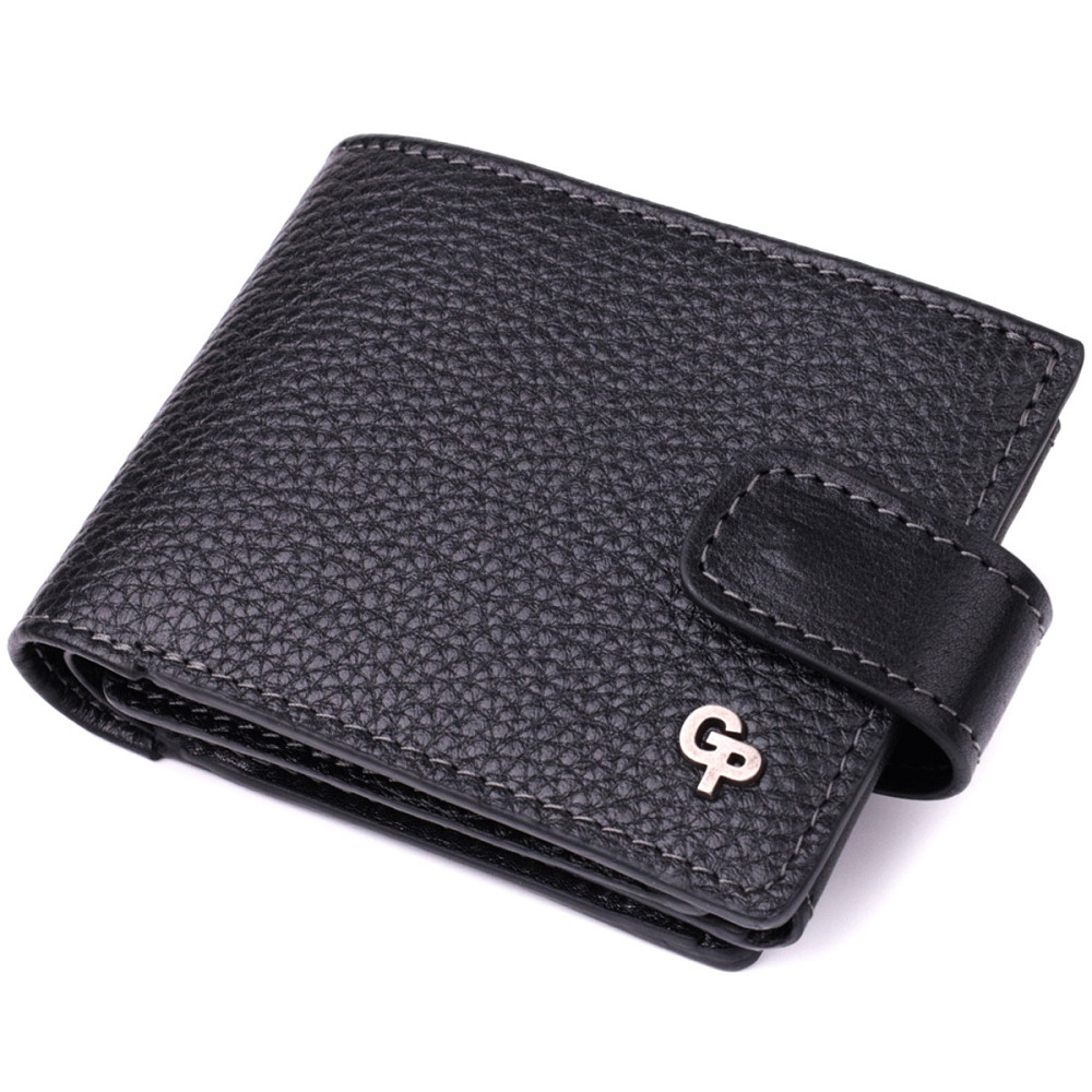 Стильне портмоне з люксової зернистої шкіри флотар Чорний (GRANDE PELLE) Київ - фото 11